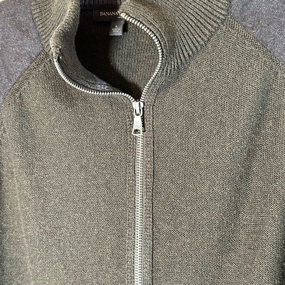 Banana Republic Dark Olive Green Wool Blend Zip Up Cardigan Sweater Sz Lg